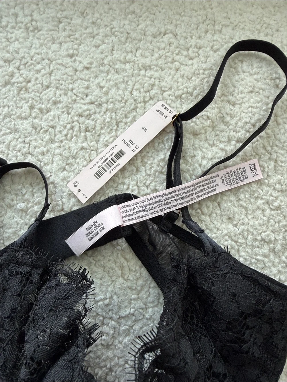 Victoria Secret Dream Angels Wicked Unlined Lace Teddy Black Size as NWT